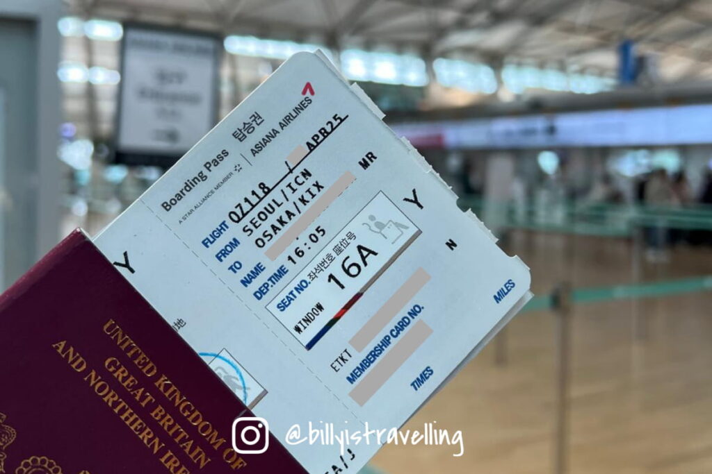 韓亞航空Check-in counter及登機證