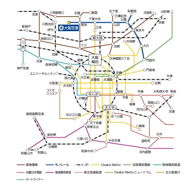 大阪國際機場 大阪單軌電車 蛍池站 轉乘路線圖