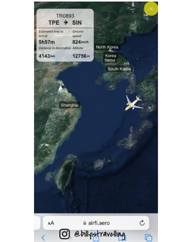 Scoot B787-8 飛行地圖