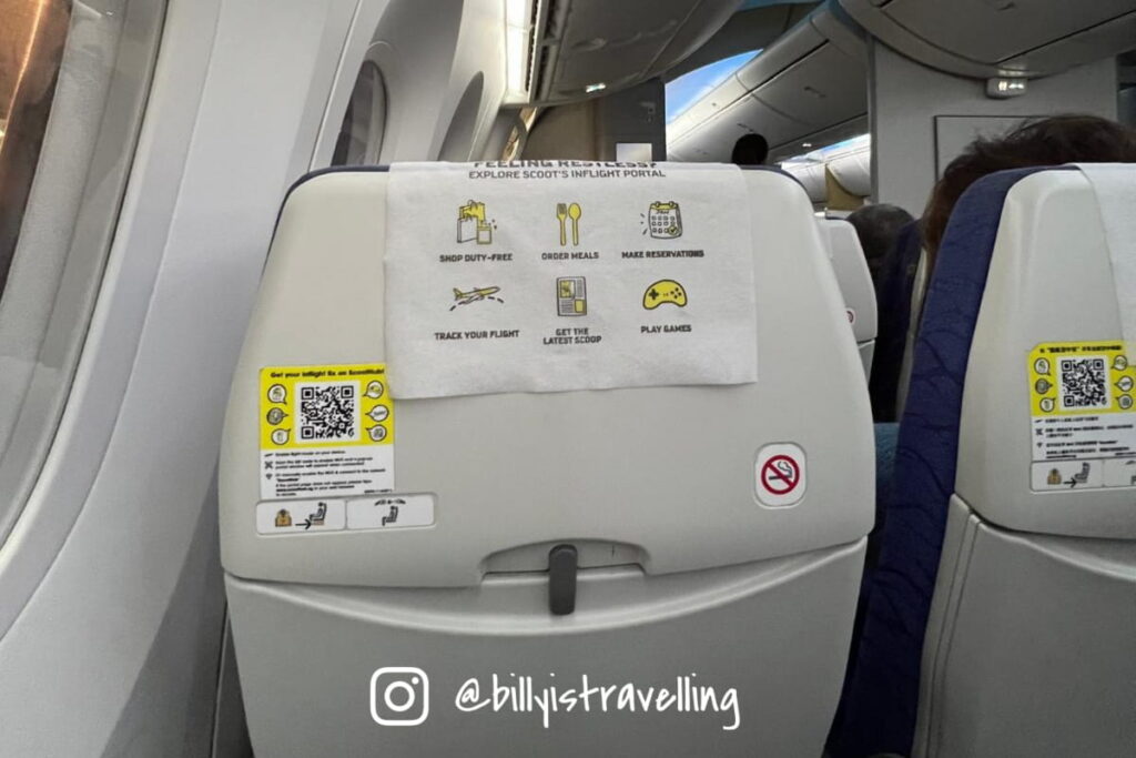 Scoot B787-8 9V-OFB的經濟艙座位