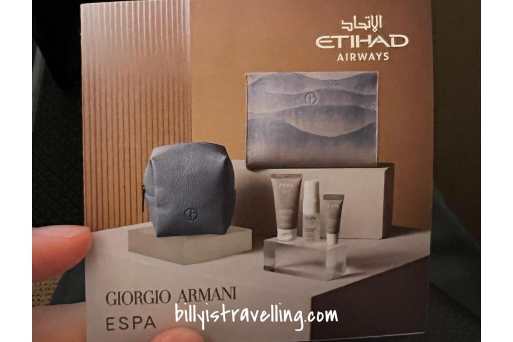 etihad airways business class giorgio armani amenity kit