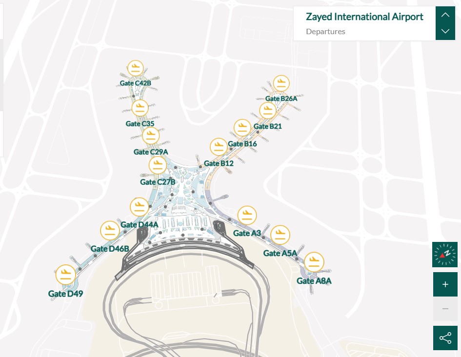 zayed international airport abu dhabi terminal map