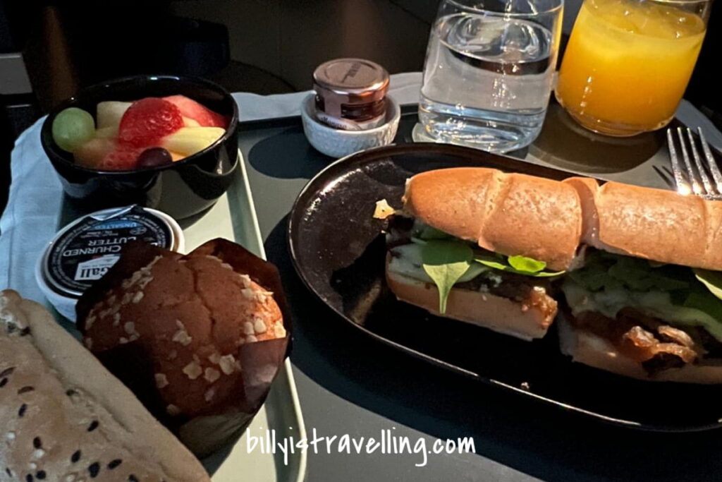 etihad business ey177 steak sandwiches