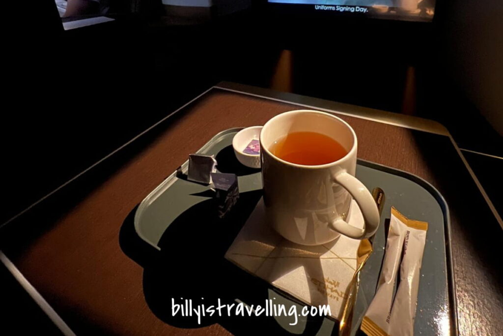 etihad business class tea after meal