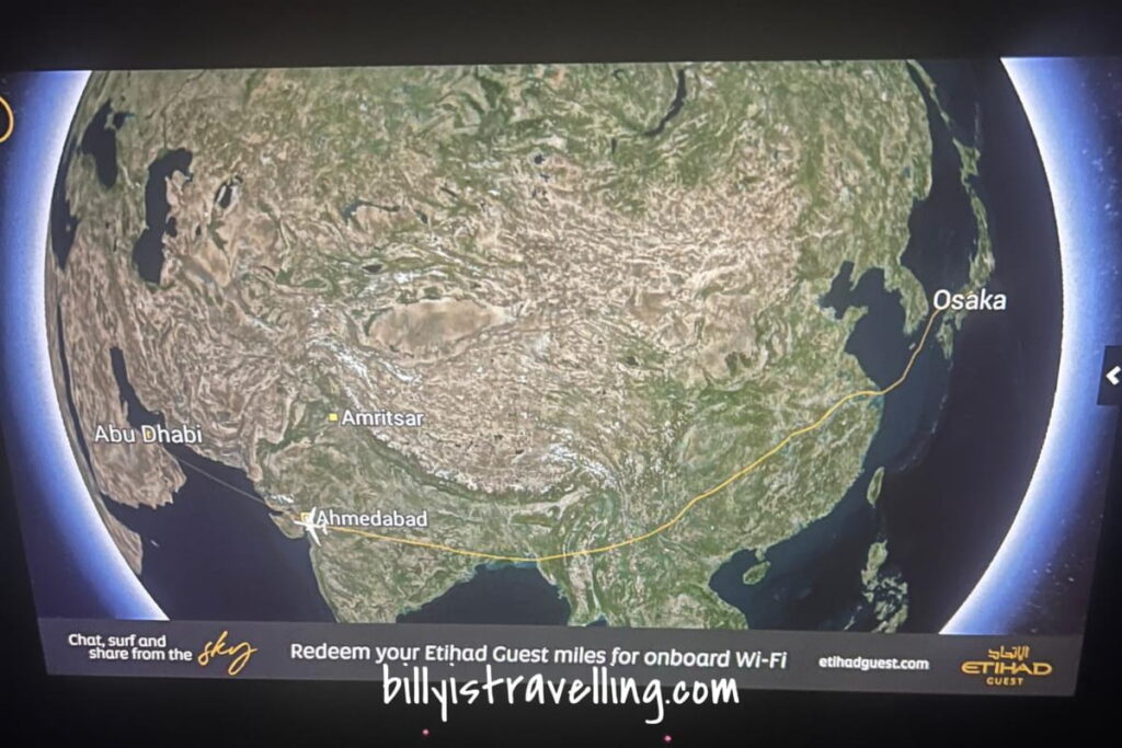 Etihad Airways IFE flight map on 787-9