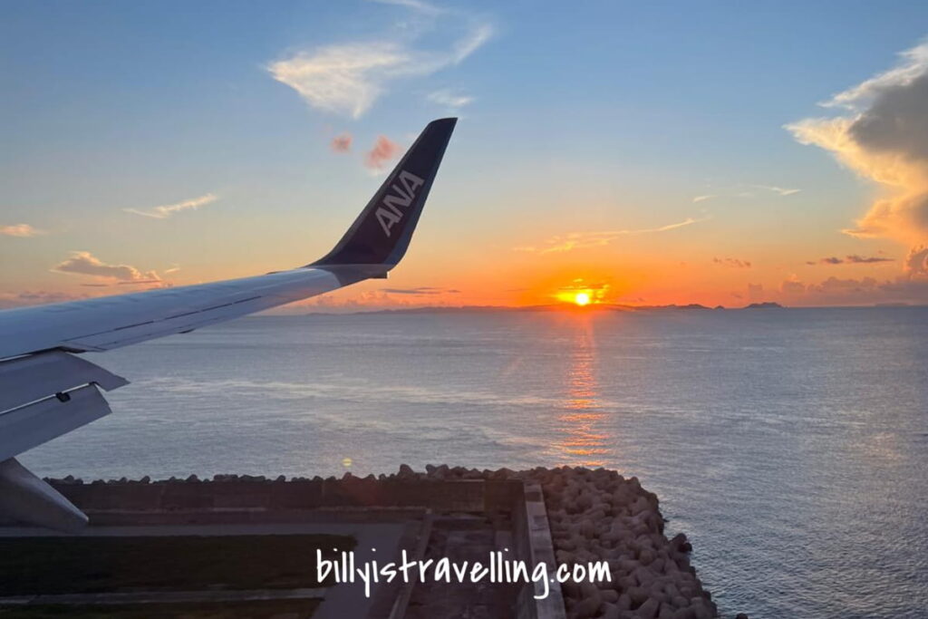 nh1780 arrived okinawa naha with sunset