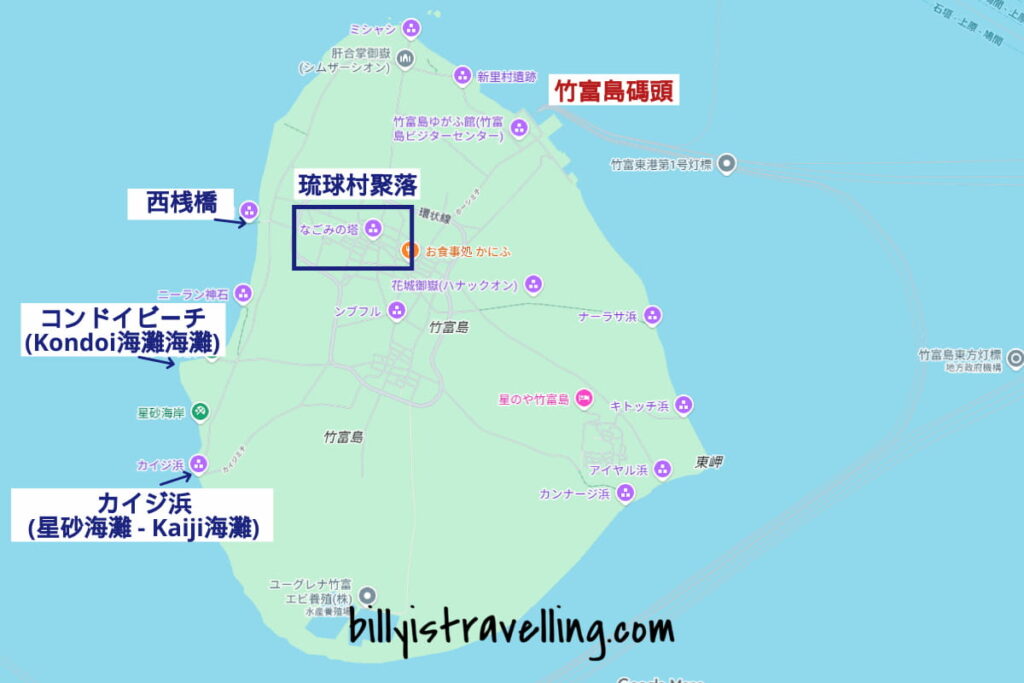 taketomi island cycling sightseeing map