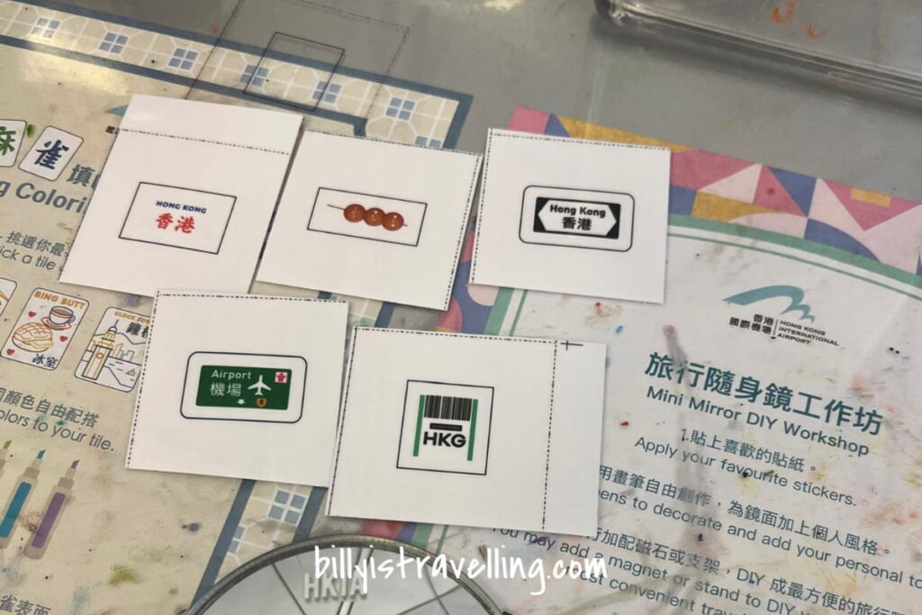 hong kong airport free diy workshop experience diy mini mirror materials sticker