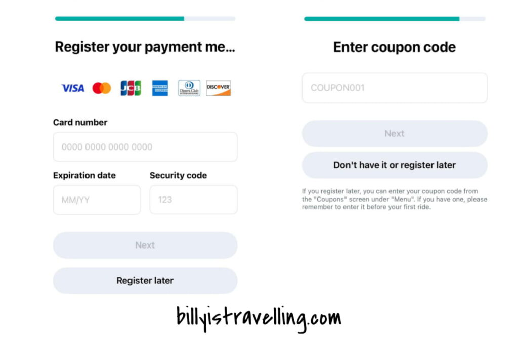 link up credit card details in luup app