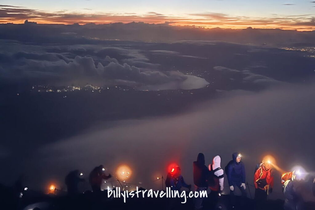 mt fuji hiking to the top and wait for sunrise
