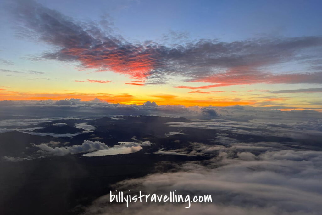 mt fuji hiking waiting for sunrise