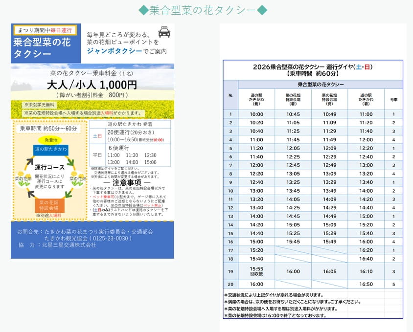 hokkaido takikawa canola flower festival taxi visting