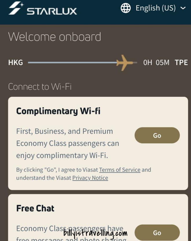 starlux inflight wifi complimentary wifi