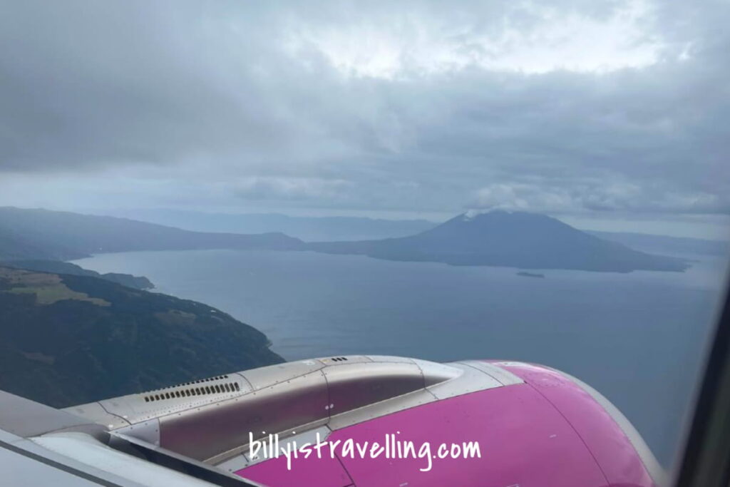 peach mm193 to koj airport sakurajima view