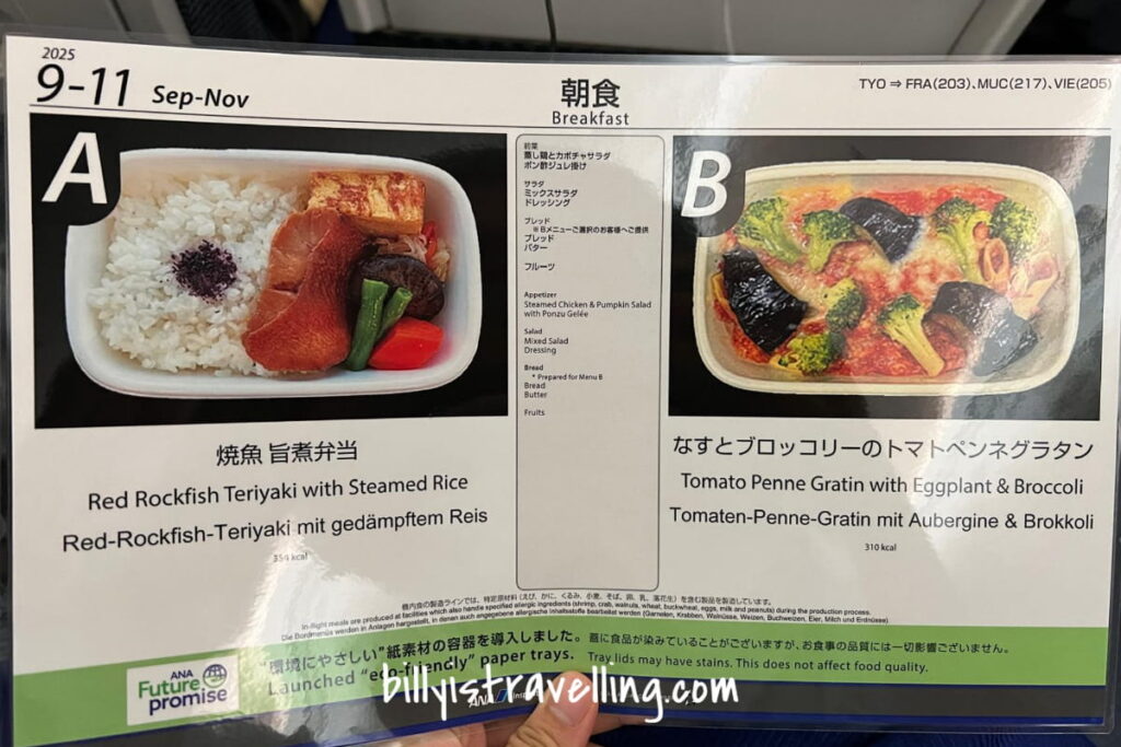 ana nh217 tokyo hnd to munich muc  breakfast menu